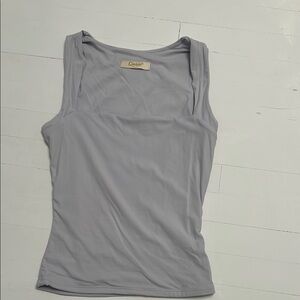 Quince Silver Fitted Sleeveless Tank Top